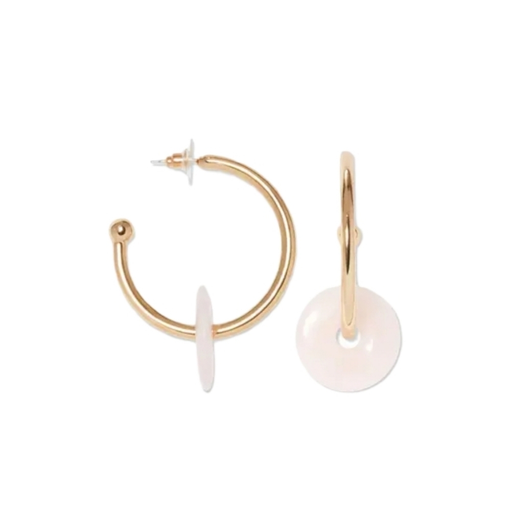 Sole Society Rose Quartz Disc 42mm Hoop Earrings